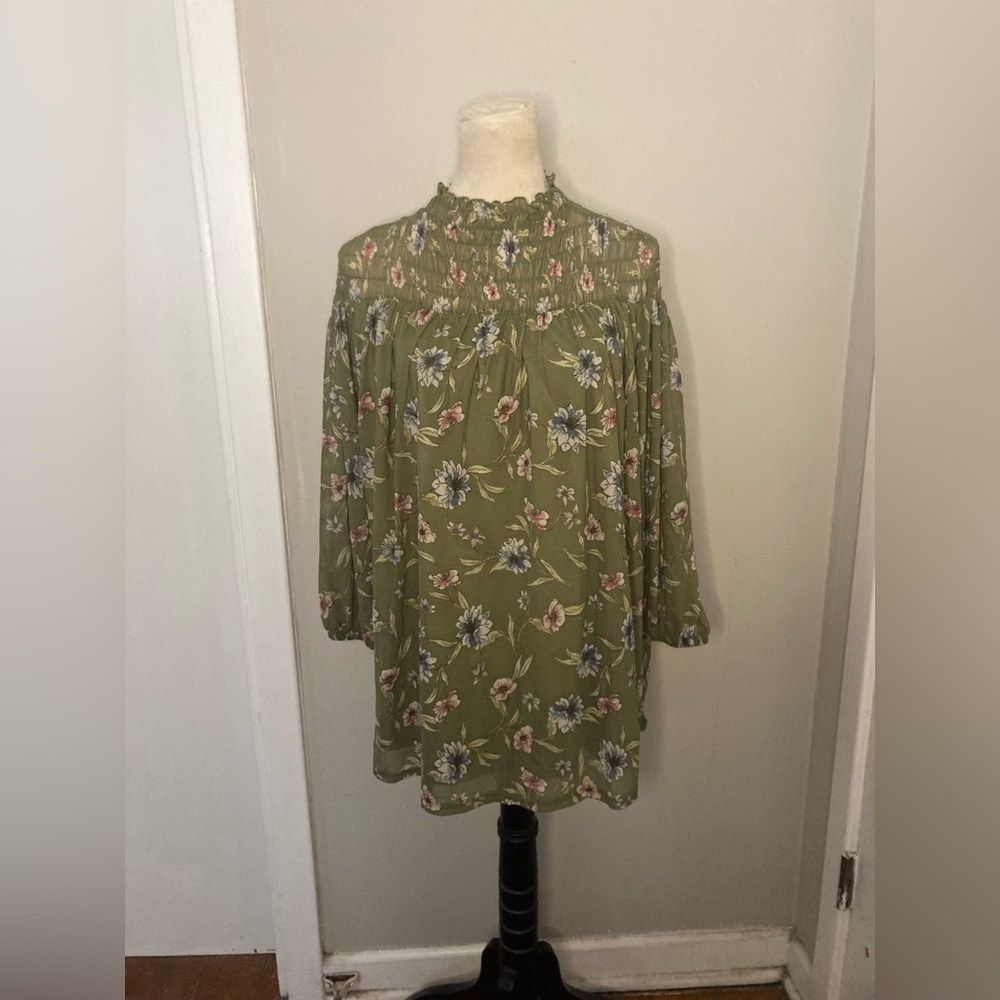 Cato Olive Green Floral Blouse